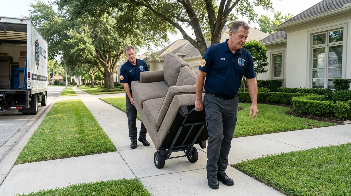 Local residential moving crew loading furniture in Saint Marys, OH